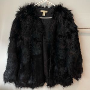 H&M Faux Fur black coat, size S
